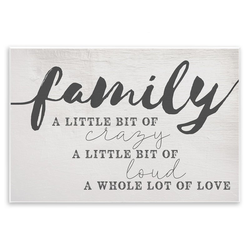 Stupell Industries Family Crazy Loud Love Inspirational Word Design Wall Plaque, Multi-Color 13 x 19 - Image 1